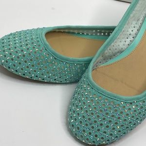 Antoni Melani Leather Rhinestone Ballet Flats